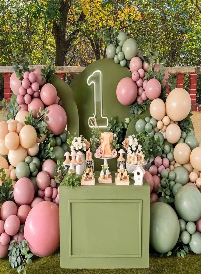 Sowide Pink and Green Balloon Arch Kit,122Pcs Sage Green Dusty Rose Red Macaron Pink Yellow Matte Balloons for Flower Birthday Bridal Wedding Engagement Baby Shower Anniversary Party Decorations - Image 5